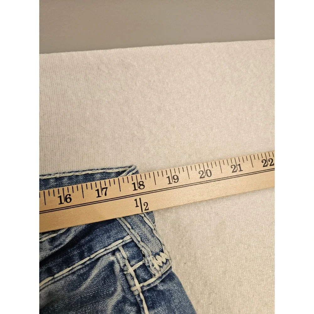True Religion Ricky Super T Jeans Mens 36 Light Wash Straight Leg Distressed USA